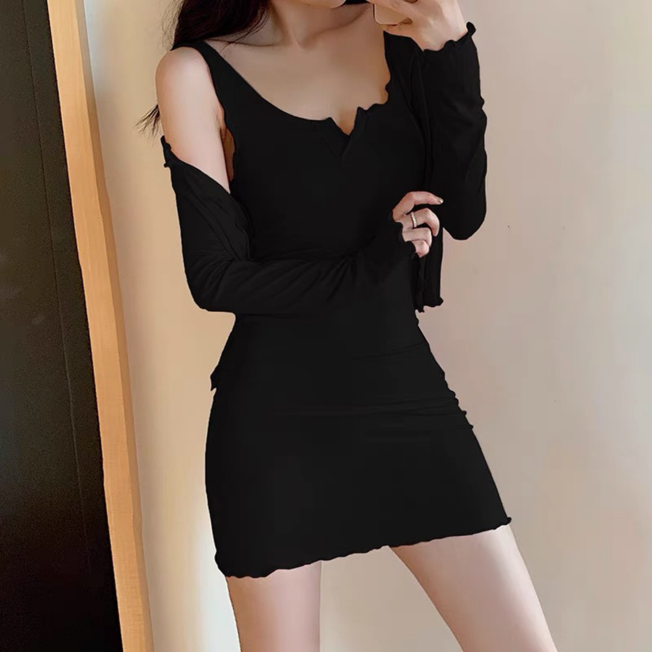 Set váy body kèm áo choàng tay dài siêu quyến rũ Hana Store