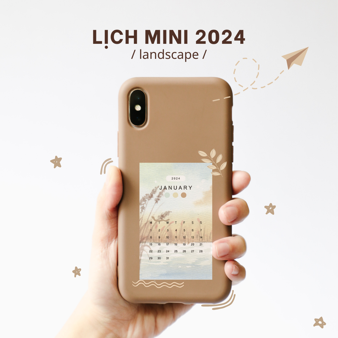 Lịch mini 2024 / Lịch ốp lưng điện thoại chủ đề Landscape