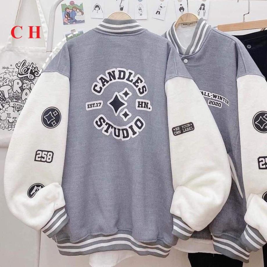 Áo Khoác Nỉ Nam Nữ, Áo Bomber Nỉ Bo Gấu Tay Eo Hàng Cao Cấp