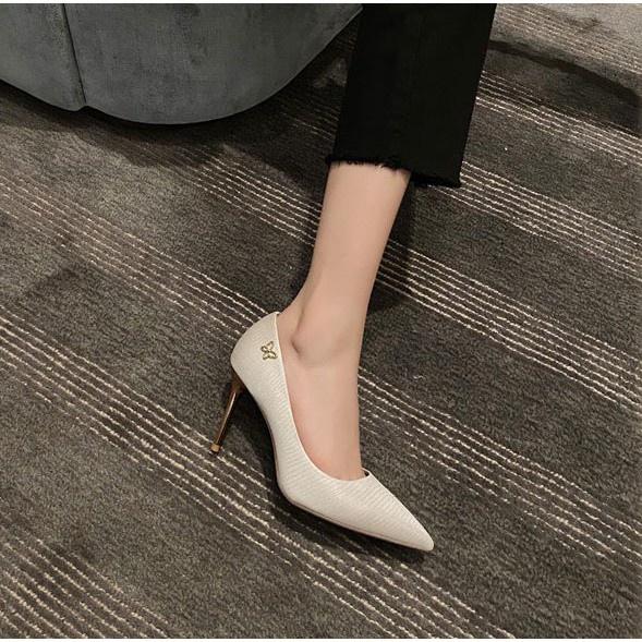 Giày Cao Gót 8 Phân Da Rắn Gót Đính Phụ Kiện 73223_152384