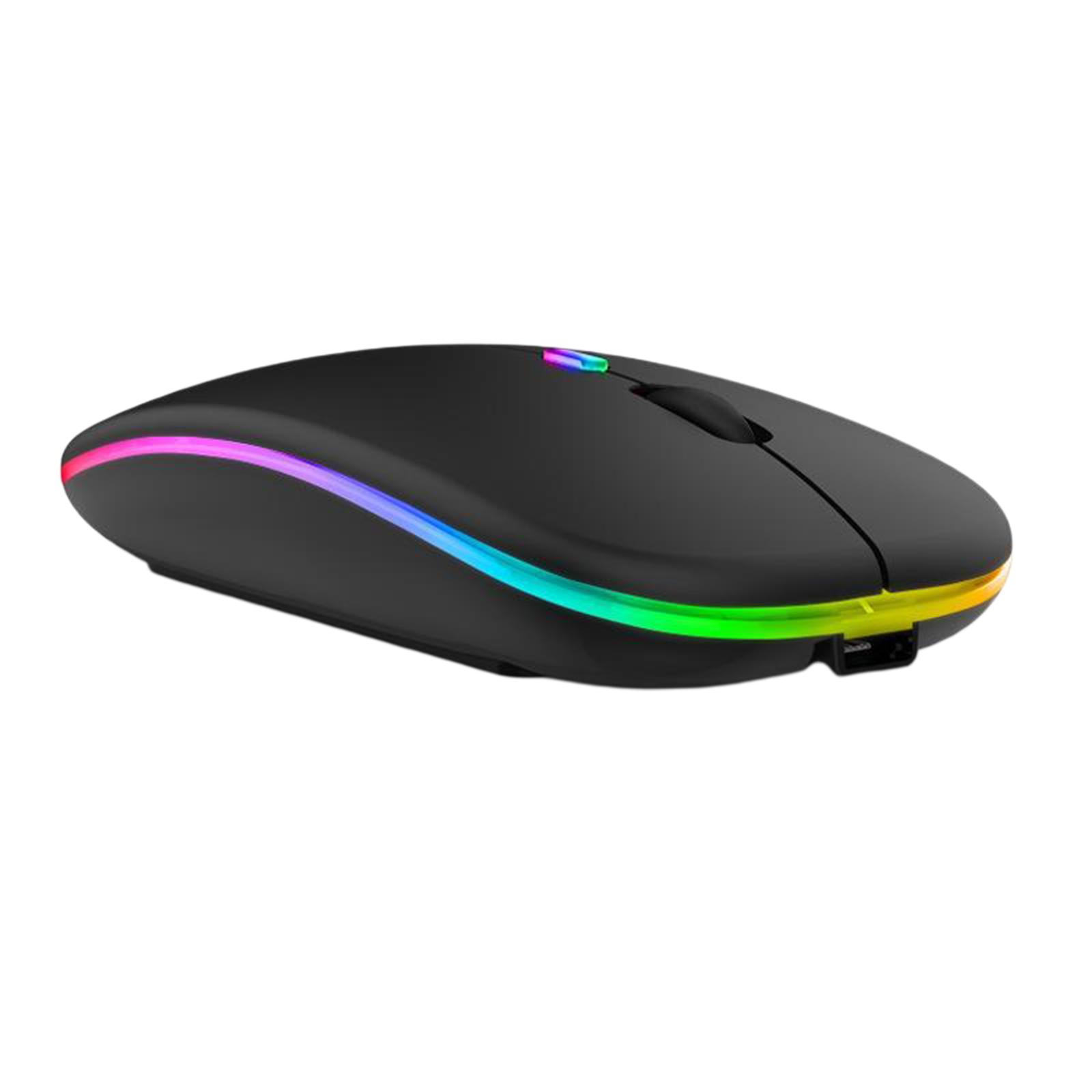 Portable Slim Silent Wireless Mouse Rechargeable PC Laptop Mouse,Plug and Play,Colorful Light