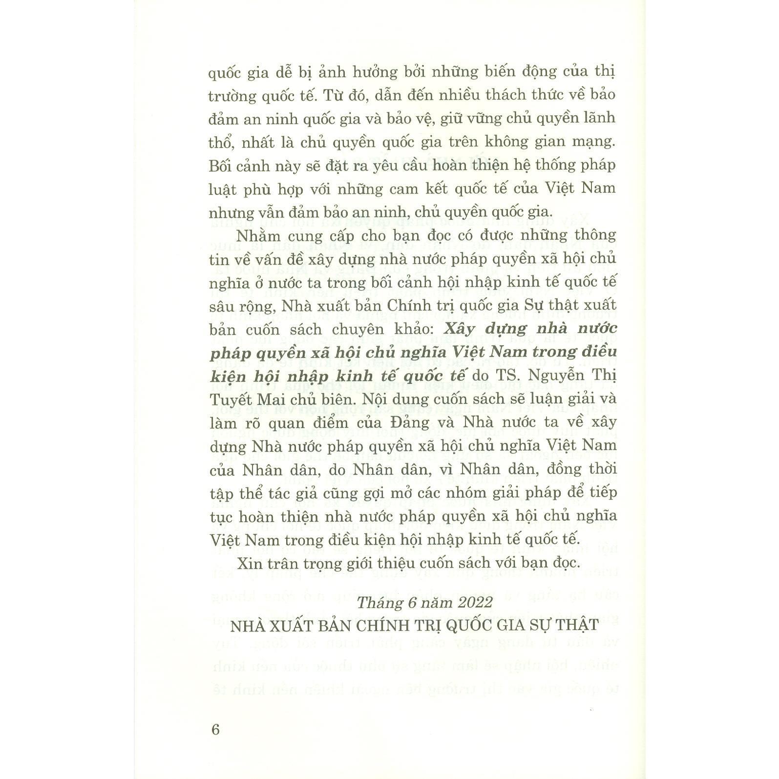 Sách - Xây Dựng Nhà Nước Pháp Quyền Xã Hội Chủ Nghĩa Việt Nam Trong Điều Kiện Hội Nhập Kinh Tế Quốc Tế - NXB Chính Trị Quốc Gia
