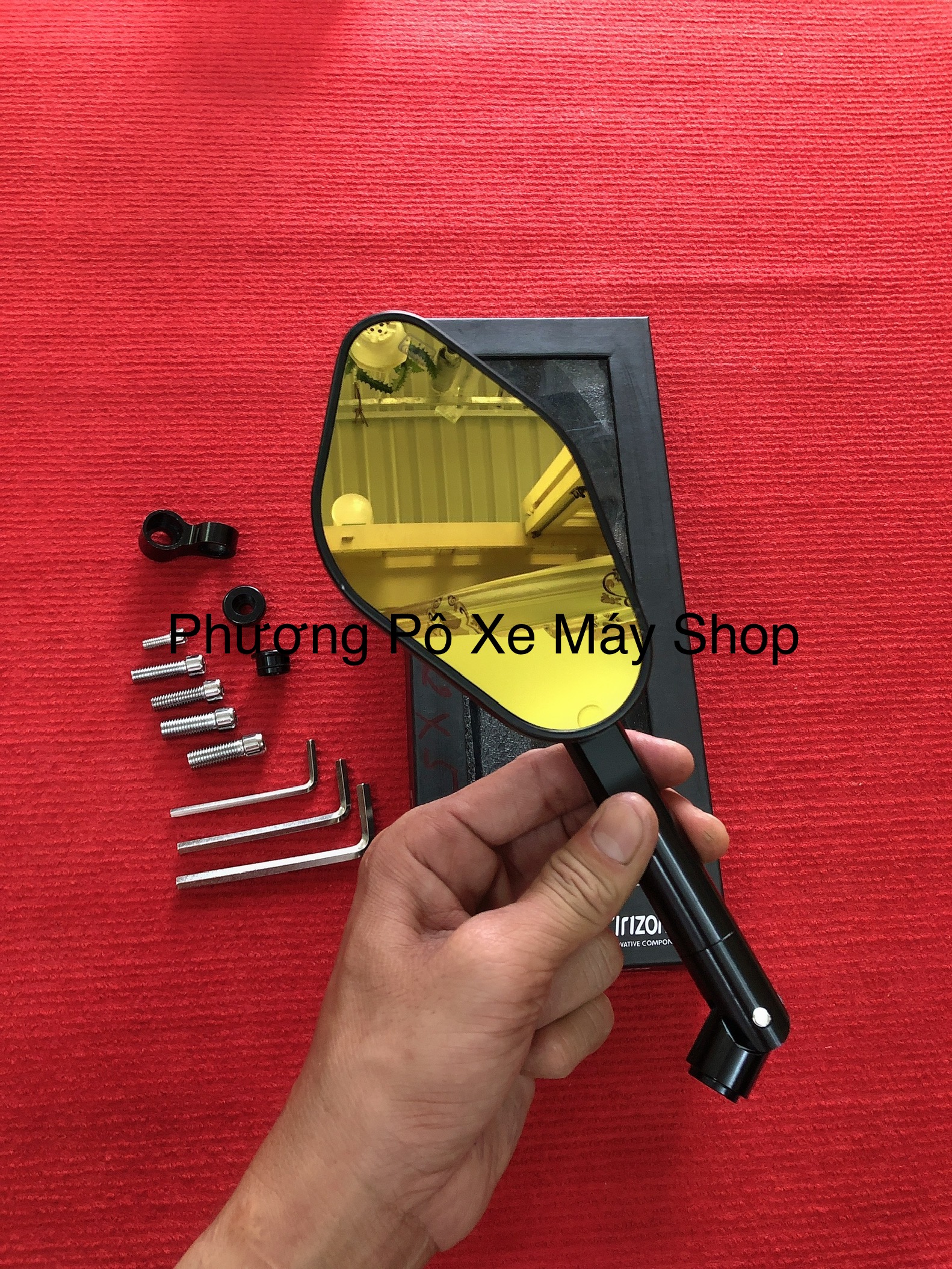 Kính chiếu hậu kiểu lá bên Trái ririzoma cao cấp 1 cái dành cho xe máy