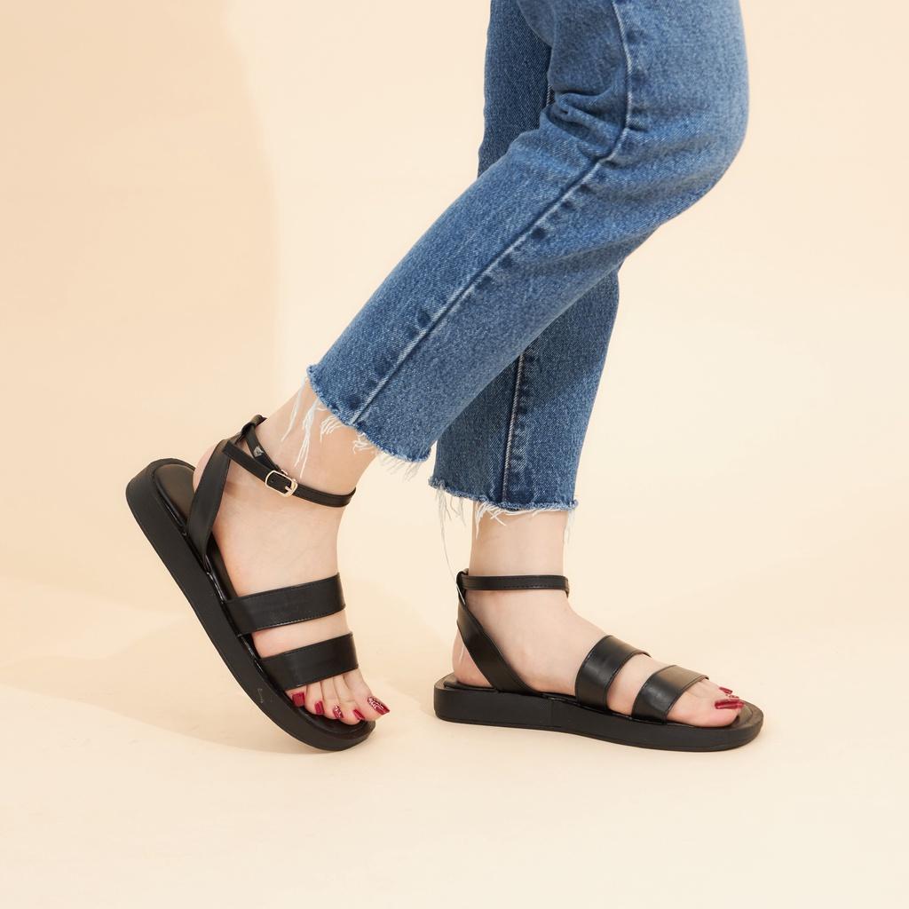 Giày Sandal Nữ MWC 2968 - Sandal Quai Kép Cao 3cm Siêu Hack Dáng Phối Khóa Lót Dán Thời Trang