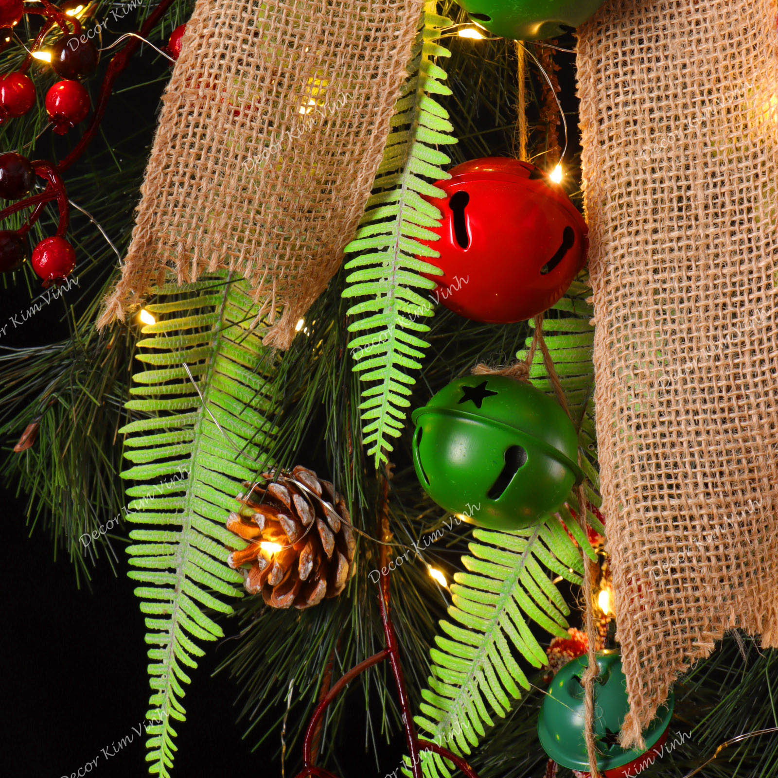 Dây Treo Chùm Thông CT10 Chùm Thông Lá Kim Trang Trí Noel Kèm đèn