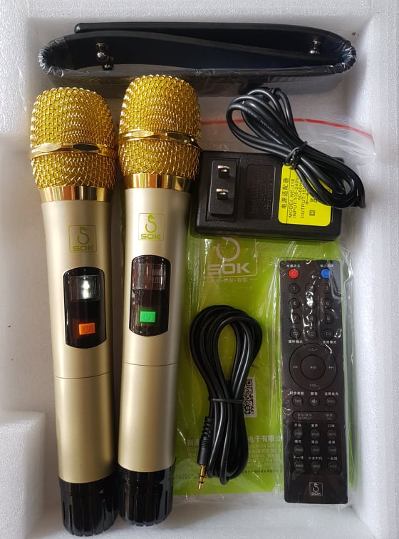 Loa kéo Karaoke Bluetooth SOK NE-318: Phiên bản 2022, Bass 16, Có 2 Micro không dây đi kèm