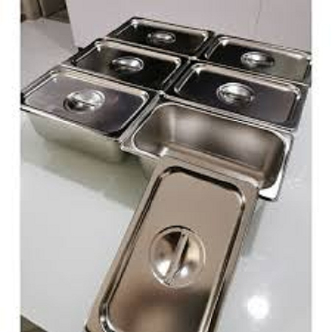 Khay inox 304 GN 1/4 đựng TOPPING/THỰC PHẪM KT:16.2x26.5x.10 cm