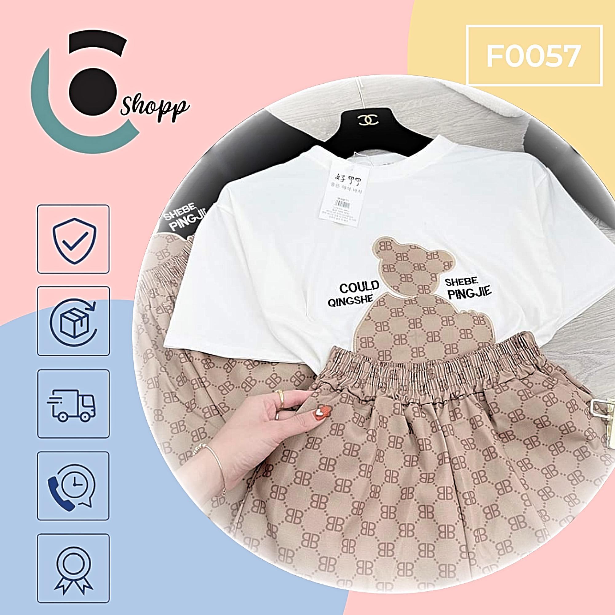 Set áo thun gấu kèm quần short cao cấp