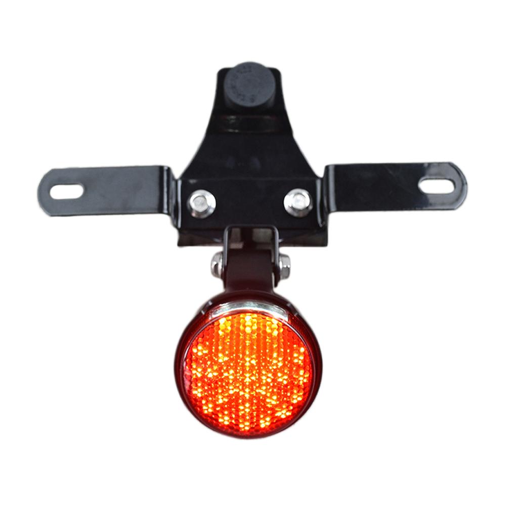 1pc Motorcycle Round Tail Lights Brake Stop Running Light License Plate Holder