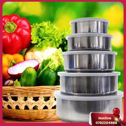 Bộ 5 Hộp Đựng Thực Phẩm Bằng Inox Cao Cấp - Miễn Phí Vận Chuyển