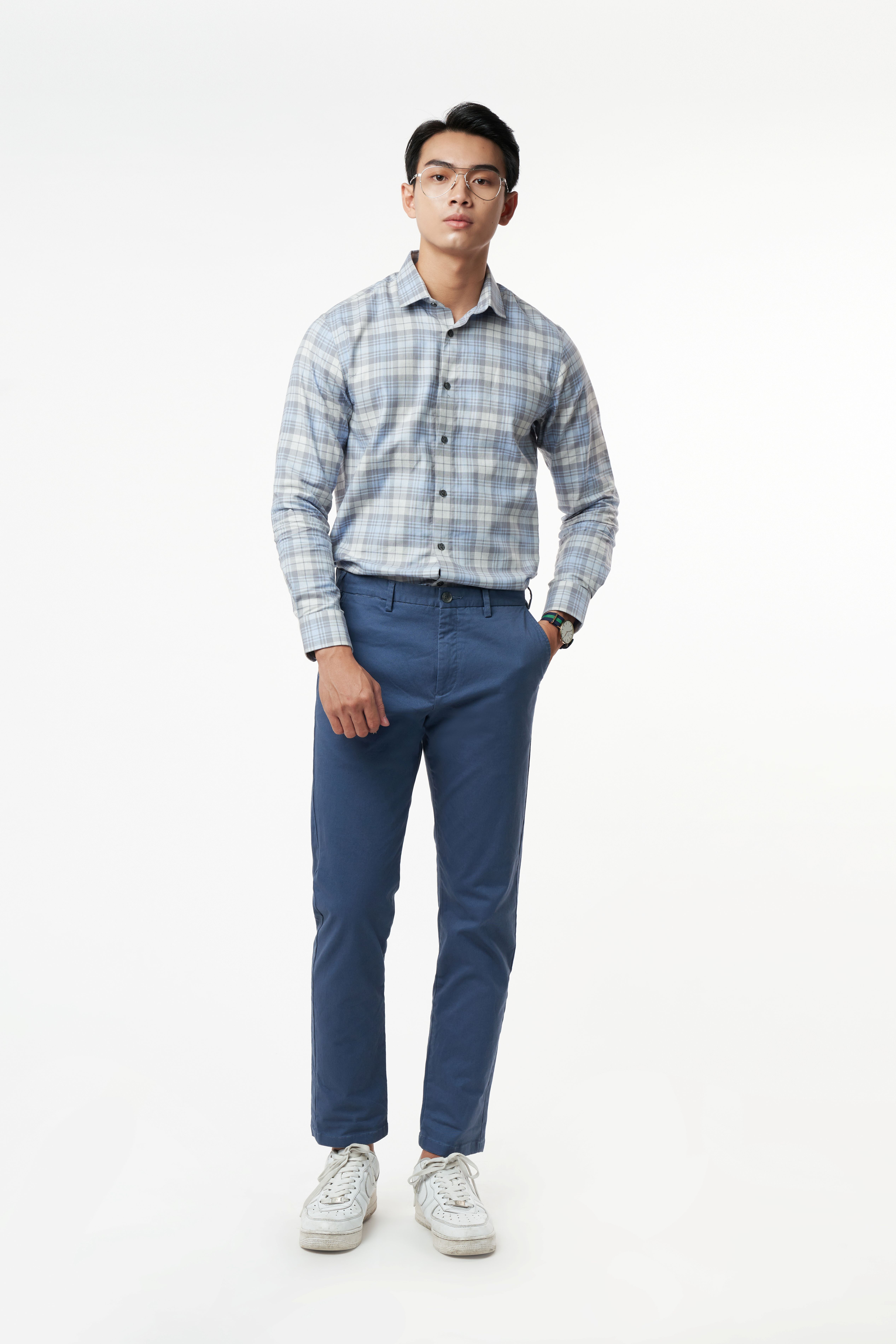 Áo Sơ Mi Caro Melange Nam Cotton Chống Nhăn Tự Nhiên Ninomaxx N&amp;M 2110033 - M