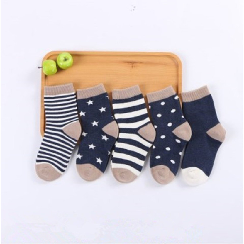 Set 5 Đôi Tất, Vớ Chân Thun Cotton 4 Chiều Đẹp, Dễ Thương Cho Bé Trai, Bé Gái Từ 6 Tháng Đến 6 Tuổi