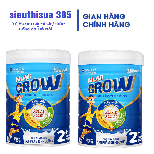 Combo 2 hộp Sữa Bột Nuvi Grow 2+ 900g cho trẻ 2 tuổi trở lên giúp cao lớn