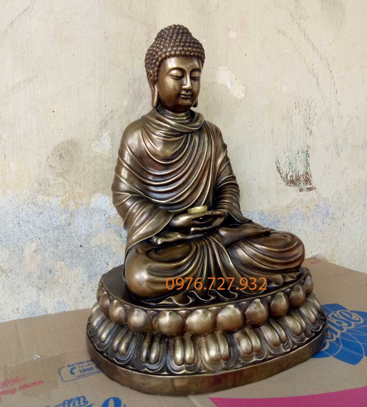 Tượng phật thích ca bổn sư cao 39cm, tượng phật thích ca bằng đồng