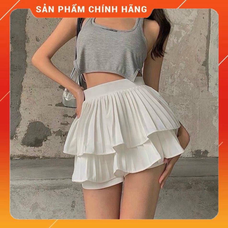 BIGSIZE 50-90KG Chân váy dập ly 2 tầng cotton lạnh cạp cao màu đen bigsize Quảng Châu kn ngoại cỡ đi biển dự