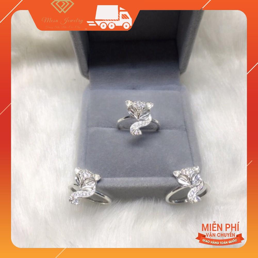 NHẪN HỒ LY GẮN ĐÁ NHÂN TẠO NHỎ MÀU TRẮNG