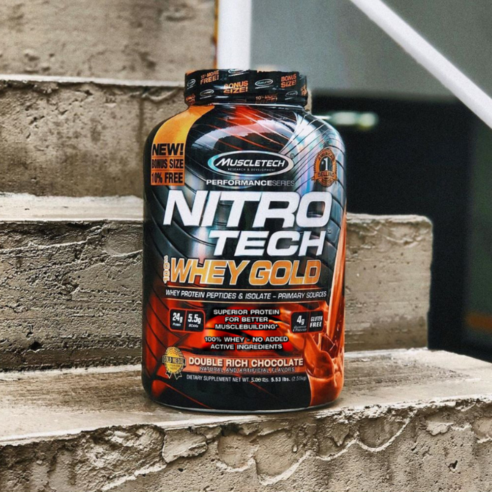 Sữa tăng cơ Nitrotech Whey Gold Muscletech 5.5lbs (5.5kg) 76 lần dùng, Tăng cơ và phục hồi cơ nhanh chóng