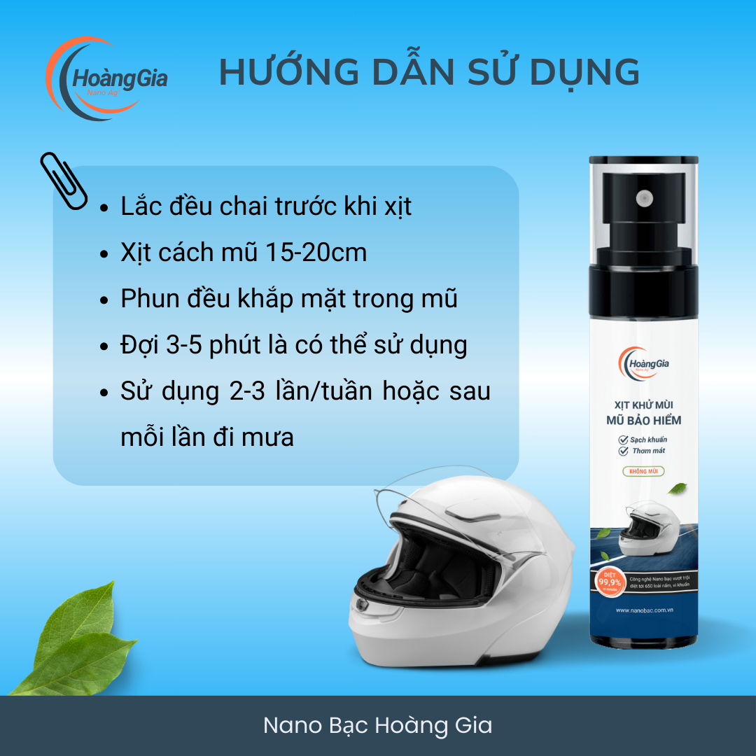 Xịt Khử Khuẩn Mũ Bảo Hiểm Nano Bạc Hoàng Gia Diệt Khuẩn Khử Mùi, Bảo Vệ Da Đầu &amp; Tóc 100ml