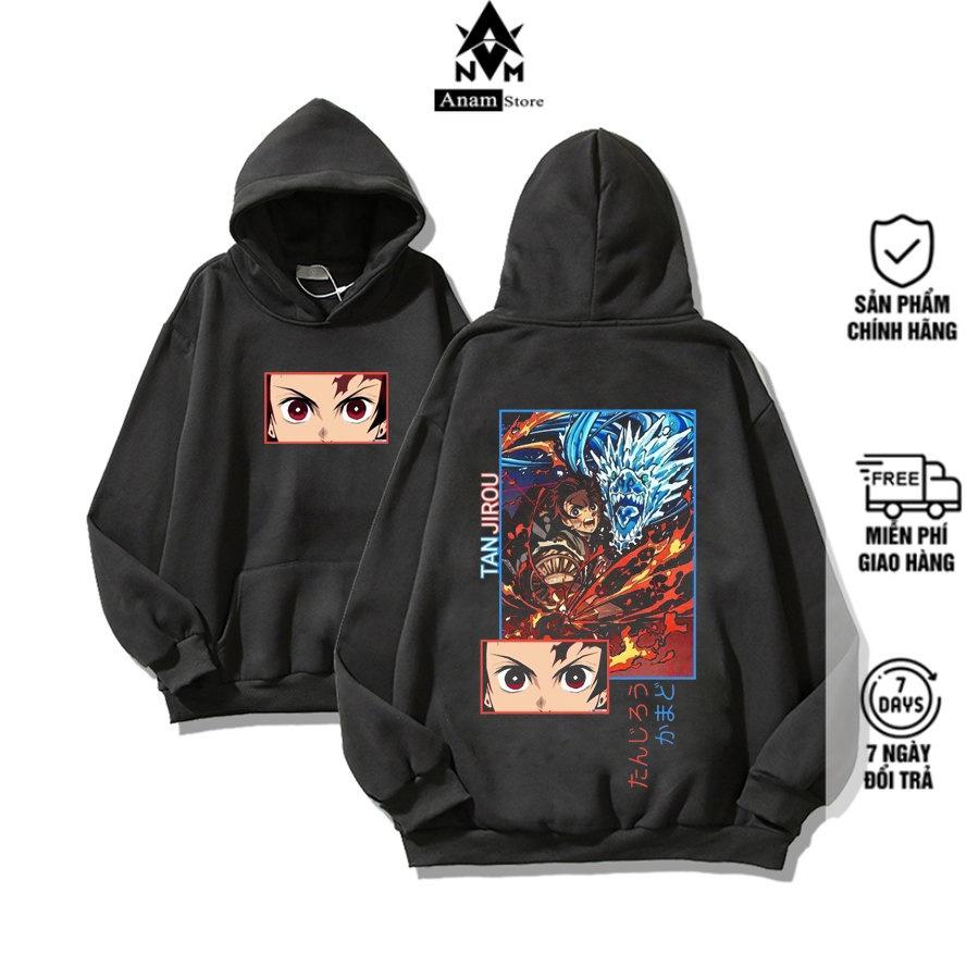 Áo Hoodie Nam Nữ TANJIRO 2 Vải Nỉ Ngoại Dầy Nón 2 Lớp Tay Bo Gân, Anam Store