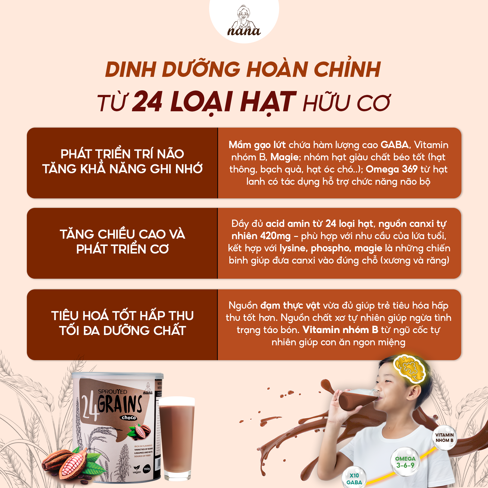 Combo 2 Hộp Sữa Hạt Gạo Lứt Hữu Cơ Millet &amp; 24Grains Hộp 700g Cho Trẻ Từ 3 Tuổi &amp; Người Lớn Bổ Sung Dinh Dưỡng Vegan - 24Grains