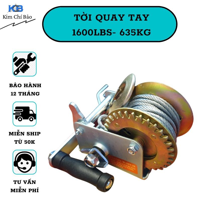 Tời Quay Tay 1600lbs Bánh Răng Đồng Tải Trọng 726 Kg, Cáp 10M(VAT)