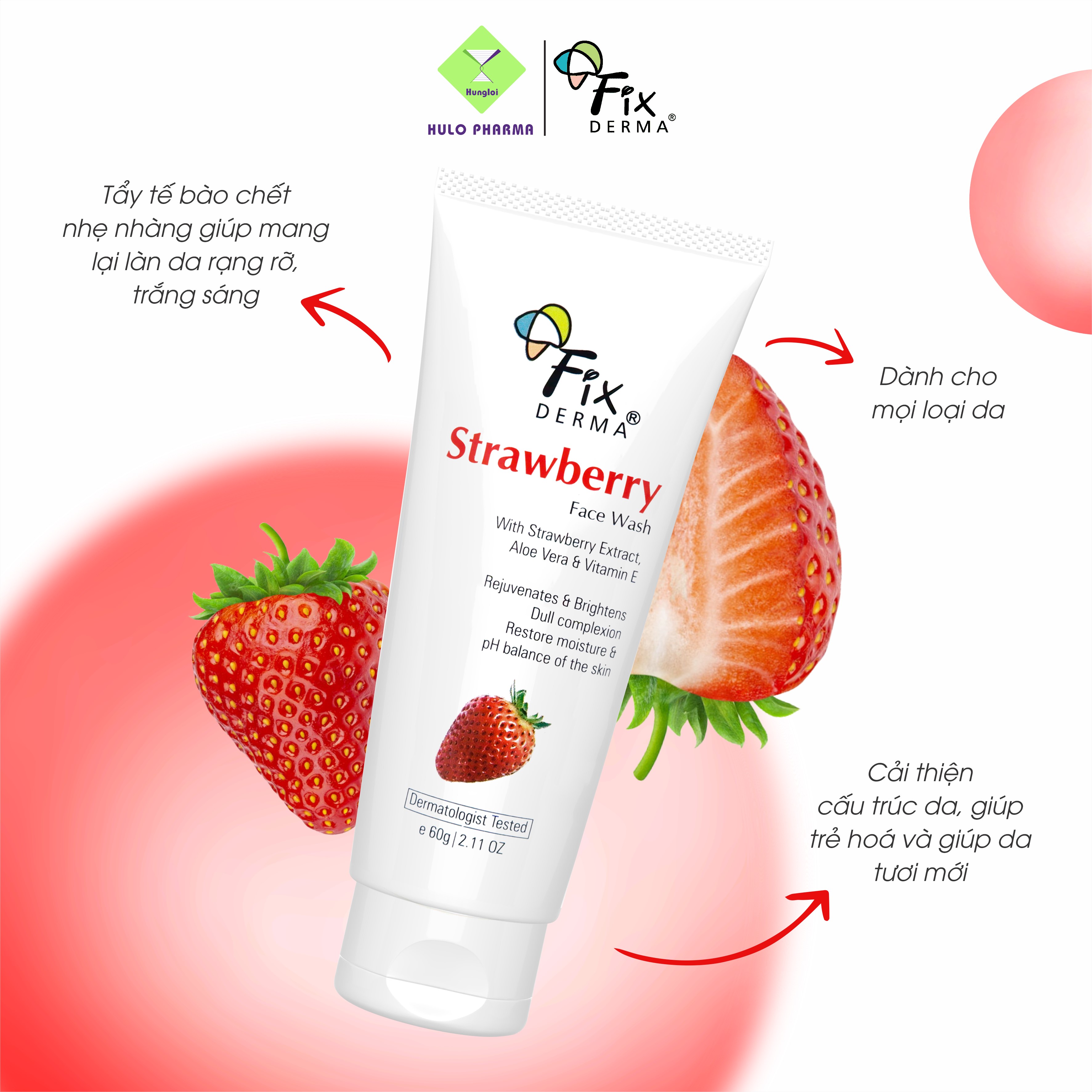 Sữa rửa mặt Fixderma Strawberry Face Wash (60g)