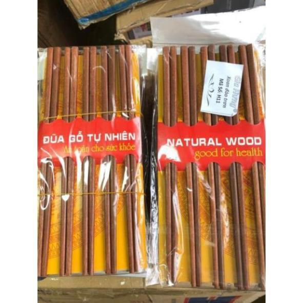 Bộ 10 đôi Đũa gỗ tự nhiên khảm trai chéo và trơn cao cấp