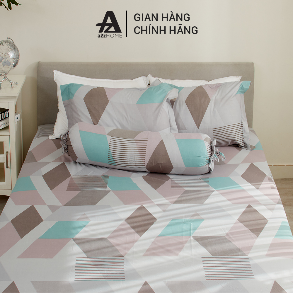 Bộ Ga Trải Giường 4 Món Cubism Color Mềm Mại 100% Mirco Silk Cao Cấp A2Z Home