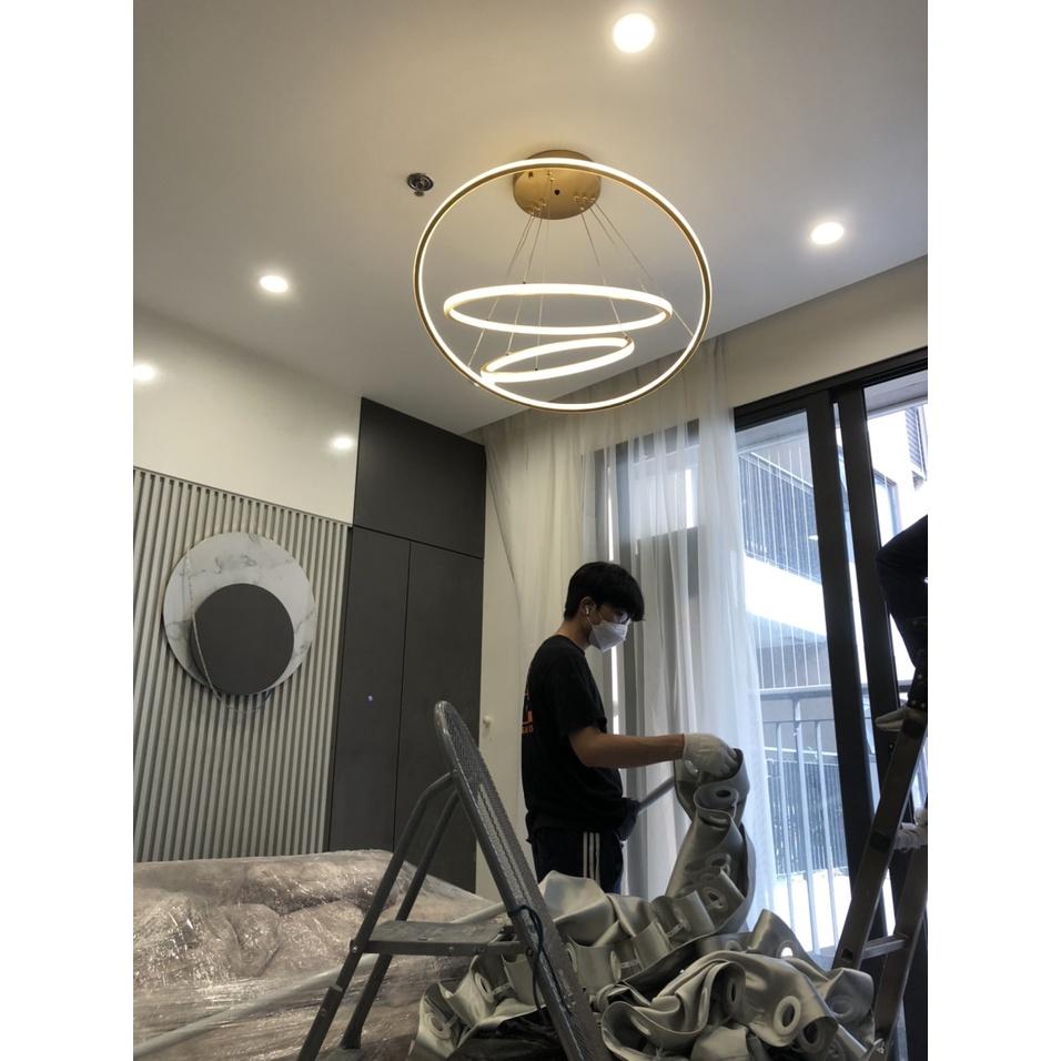 Đèn thả trần 3 vòng to kích thước 40*60*80,ánh sáng led 3 màu,trang trí phòng khách,ngủ,sảnh,nhà hàng,mẫu mới hiện đại