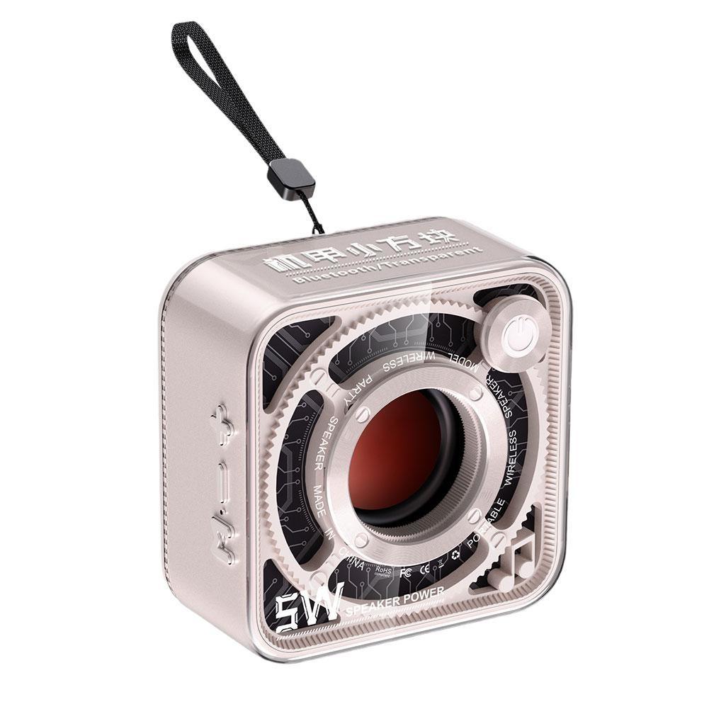 Loa trong suốt Mech Mini Square Loa Bluetooth không dây Âm thanh nổi Âm thanh vòm Âm nhạc Loa nghe nhạc di động ngoài trời Màu sắc: d