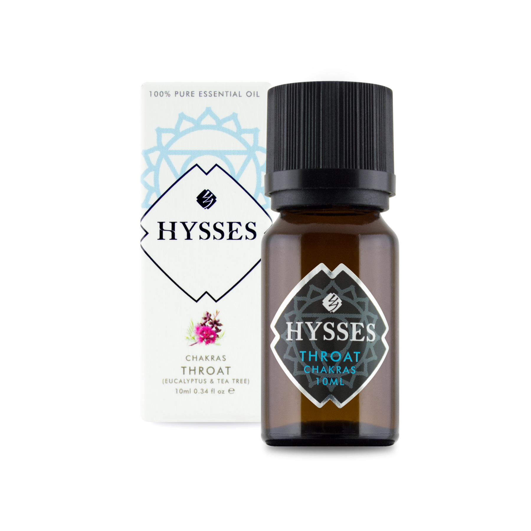 Tinh Dầu Cao Cấp Hysses Chakras Throat Tăng Năng Lượng Luân Xa Kết Nối Cho Cổ Họng Thư Giãn, Giảm Đau Vai, Cổ, Gáy Với Chiết Xuất Bạch đàn và Tràm Trà Hữu Cơ Tự Nhiên