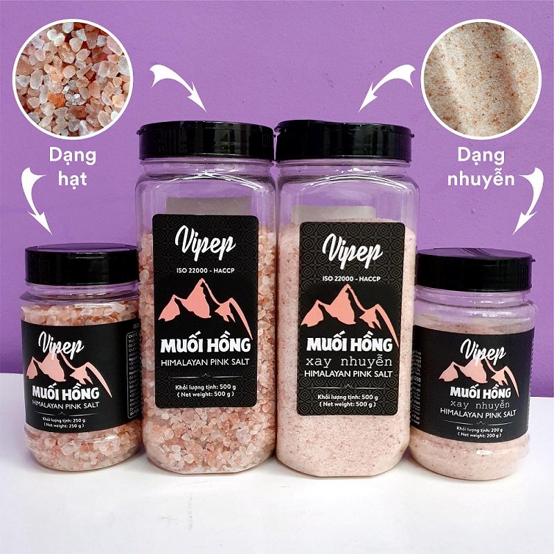 Muối Hồng Himalaya Vipep loại Hạt, Xay nhuyễn 200g đến 500g nhập khẩu