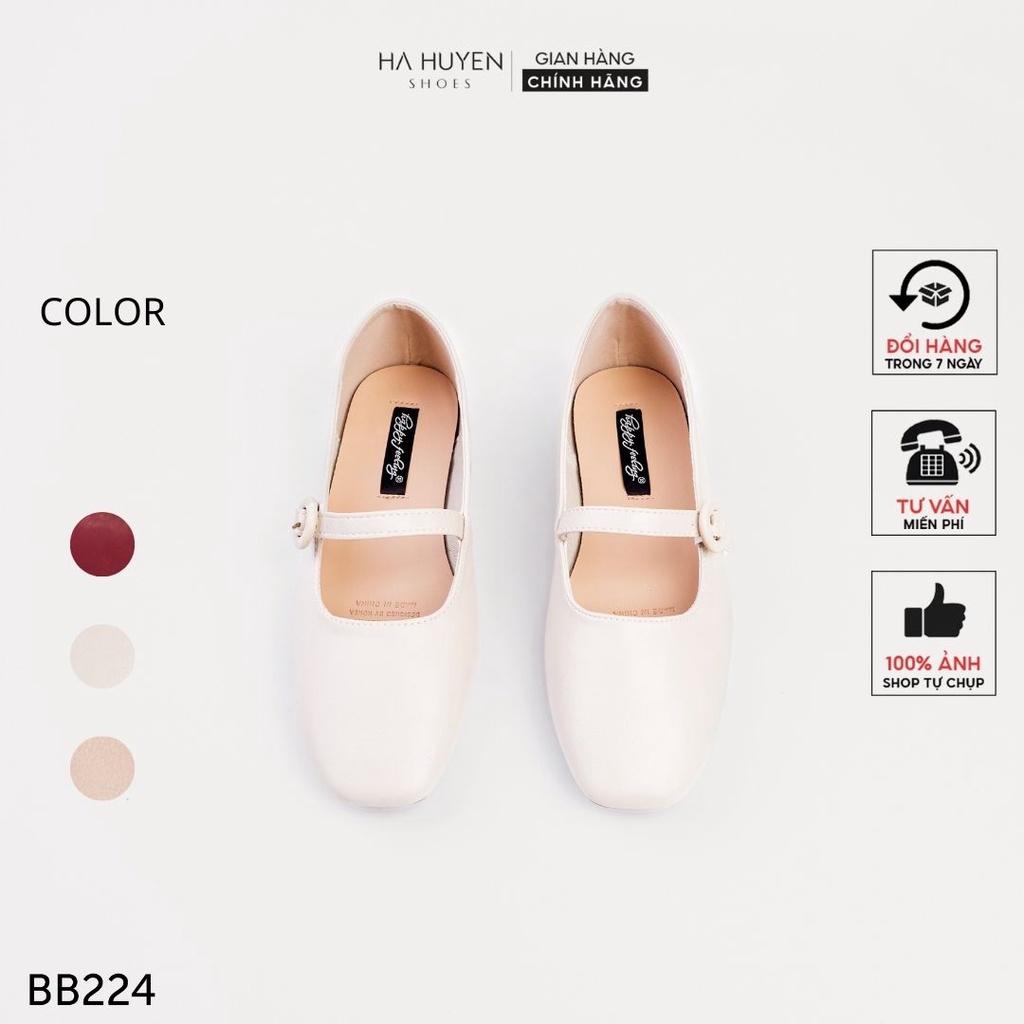 Giày búp bê nữ Hà Huyền Shoes mũi vuông đai ngang bánh bèo - BB224