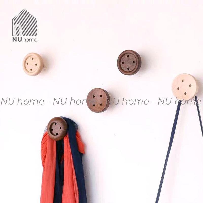 Móc gỗ treo đồ hình nút áo  Decor ,Trang trí mảng tường phong cách độc đáo