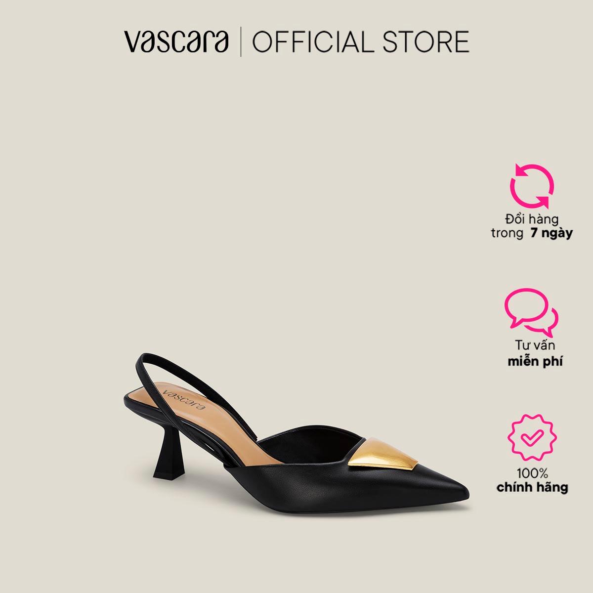 Vascara Giày Slingback Mũi Nhọn Nhấn Trang Trí - BMN 0568