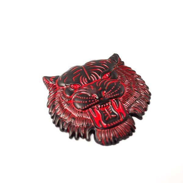 Tiger head đen đỏ - Sticker hình dán metal kim loại 3D