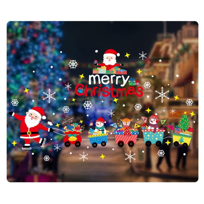 Decal trang trí Noel Hít Tĩnh Điện 2 mặt - ĐOÀN TÀU MERRY CHRISTMAS