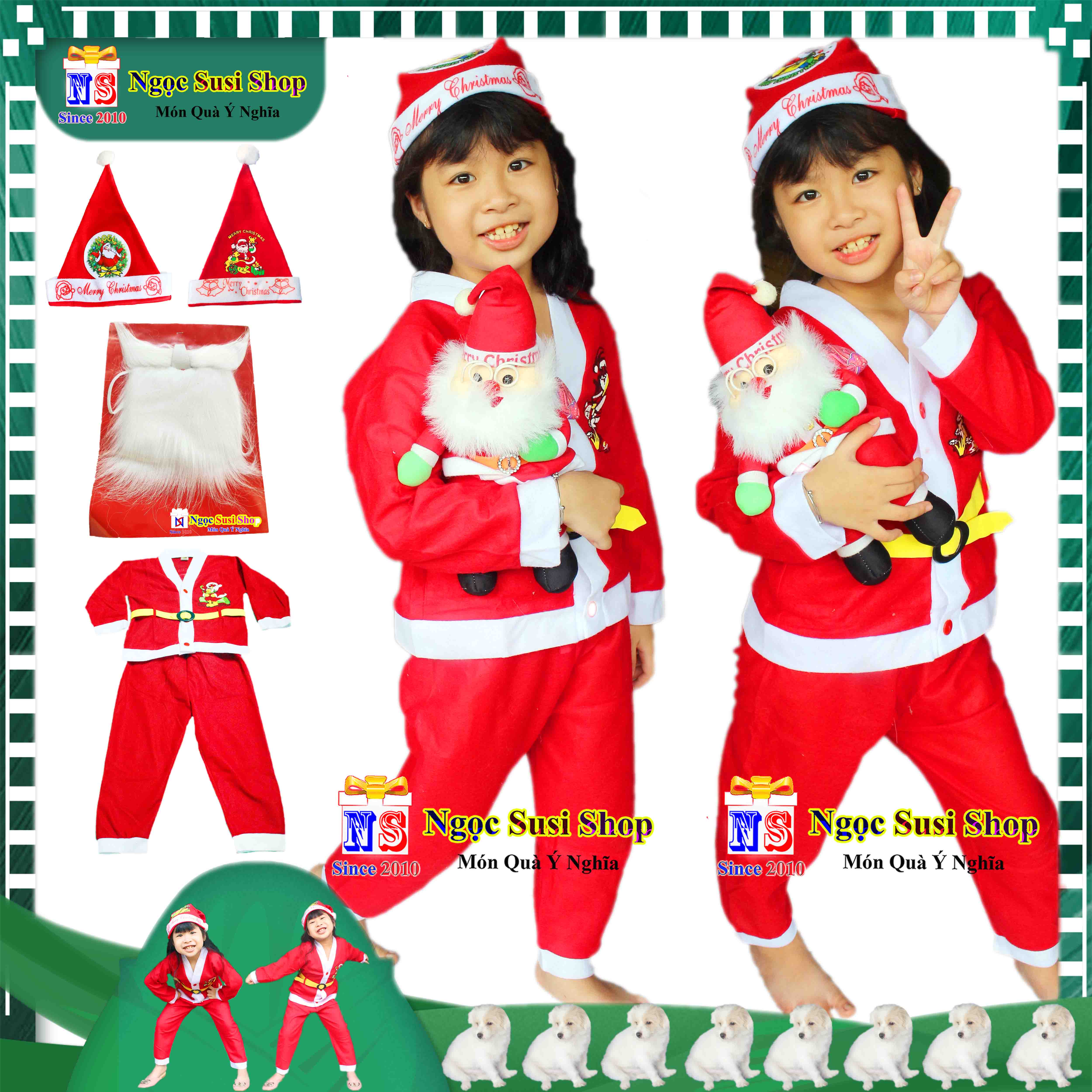BỘ ĐỒ ÔNG GIÀ NOEL CHO BÉ QUẦN ÁO NOEL CHO BÉ TỪ 1 - 10 TUỔI CHẤT VẢI NỈ - TRANG PHỤC GIÁNG SINH NOEL