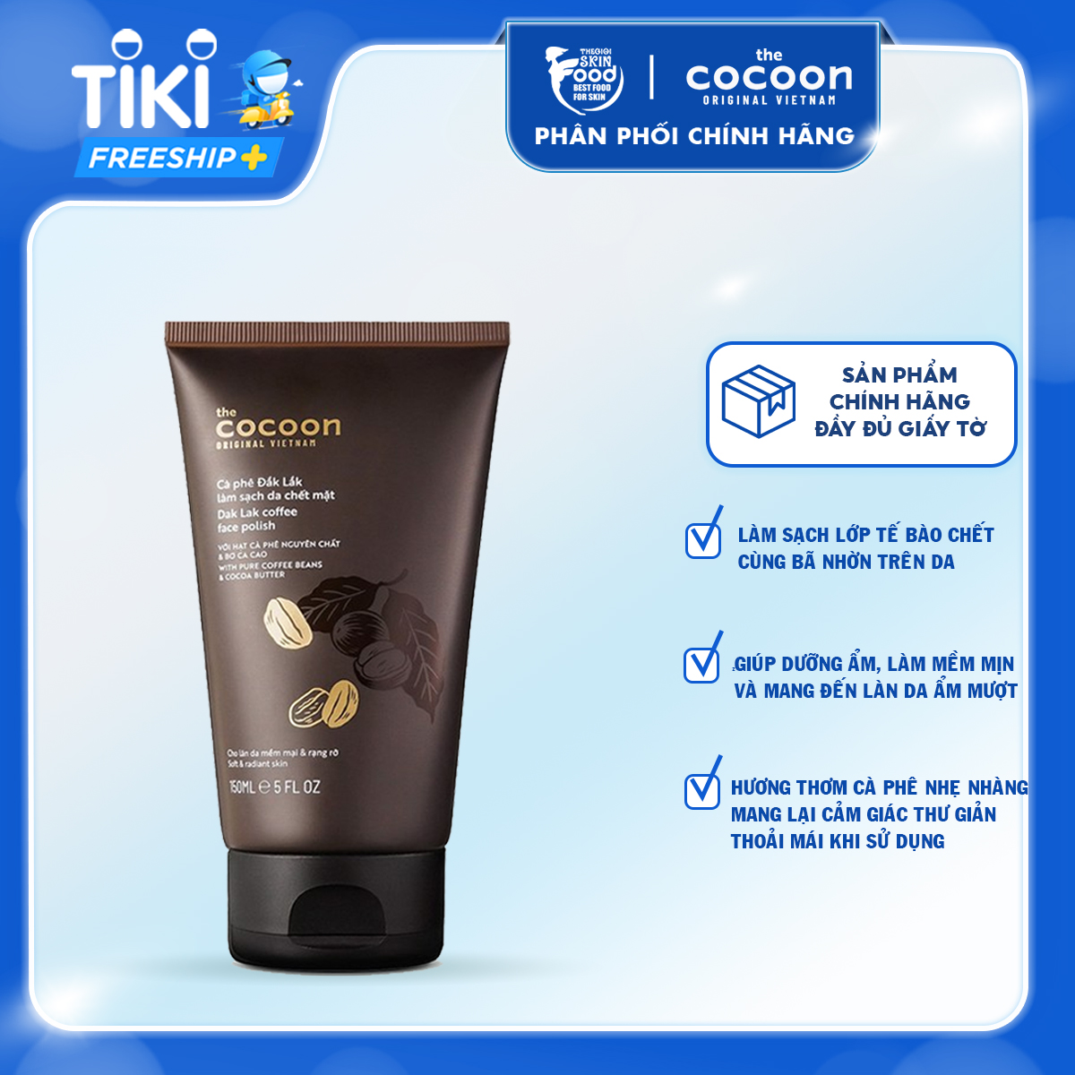 Kem Tẩy Da Chết Chiết Xuất Cà Phê Đắk Lắk Cocoon Dak Lak Coffee Face Polish