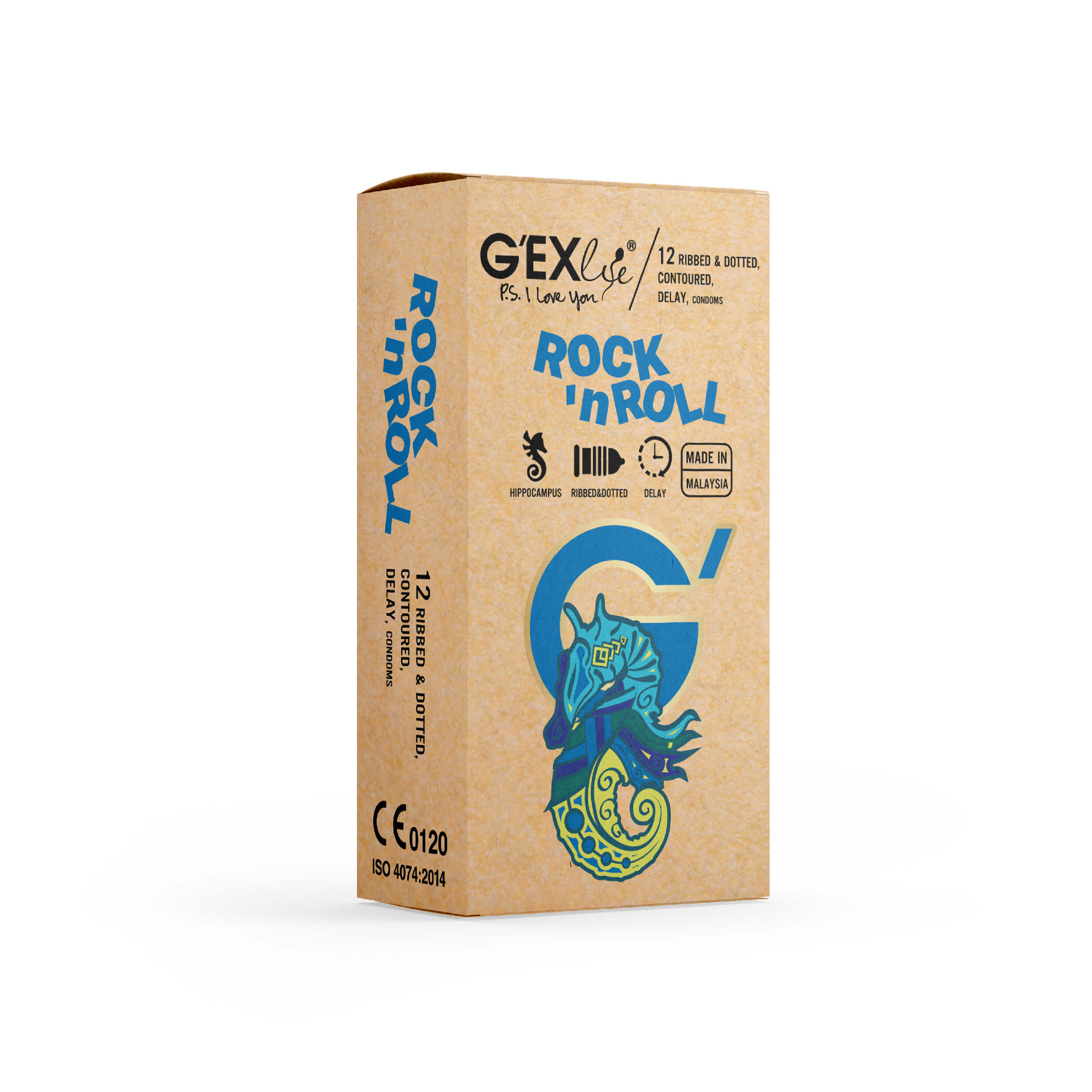 Bao cao su gân gai, hạt nổi, kéo dài thời gian G'EXlife Rock'nRoll Hộp 12 Cái