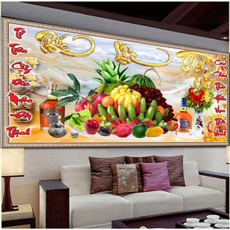 TRANH NGŨ QUẢ TREO PHÒNG THỜ - Tranh treo tường phòng thờ sang trọng PT003 - Tranh ngũ quả treo tường phòng thờ đẹp nhất - Tranh phòng thờ ngũ quả