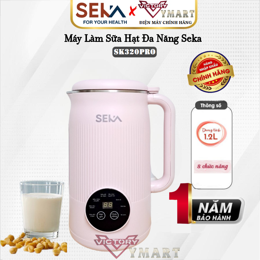 Máy Làm Sữa Hạt Mini Đa Năng 8 in 1 SEKA SK320 PRO 1,2 Lít Lưỡi Dao 10 Cánh - Hàng Chính Hãng