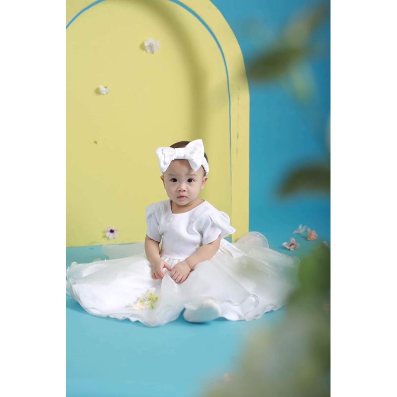 Đầm công chúa sang trọng kèm turban nơ siêu cute cho bé yêu