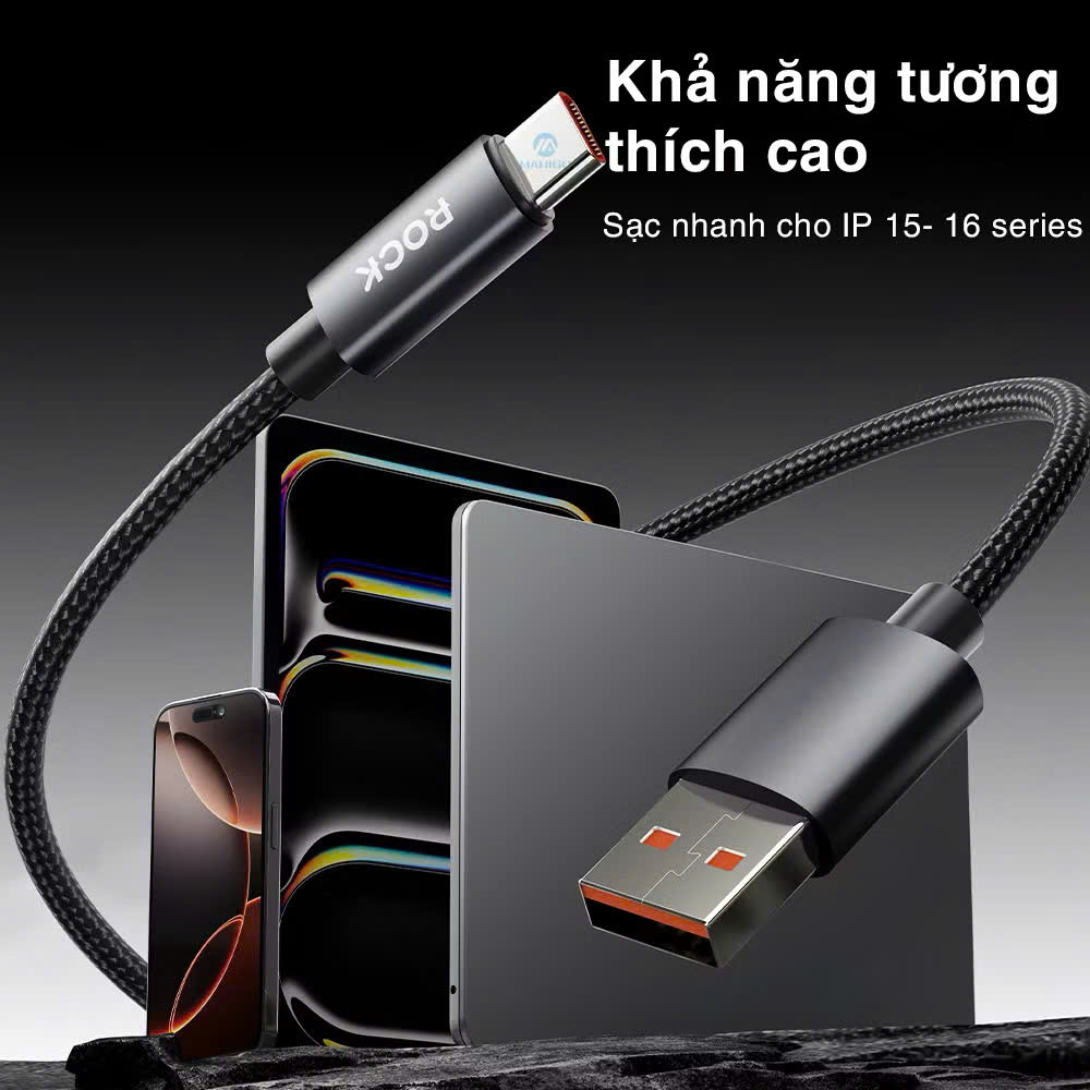 Dây cáp sạc ROCKSPACE Z28 sạc nhanh dây dù siêu bền, hàng chính hãng bảo hành 12 tháng