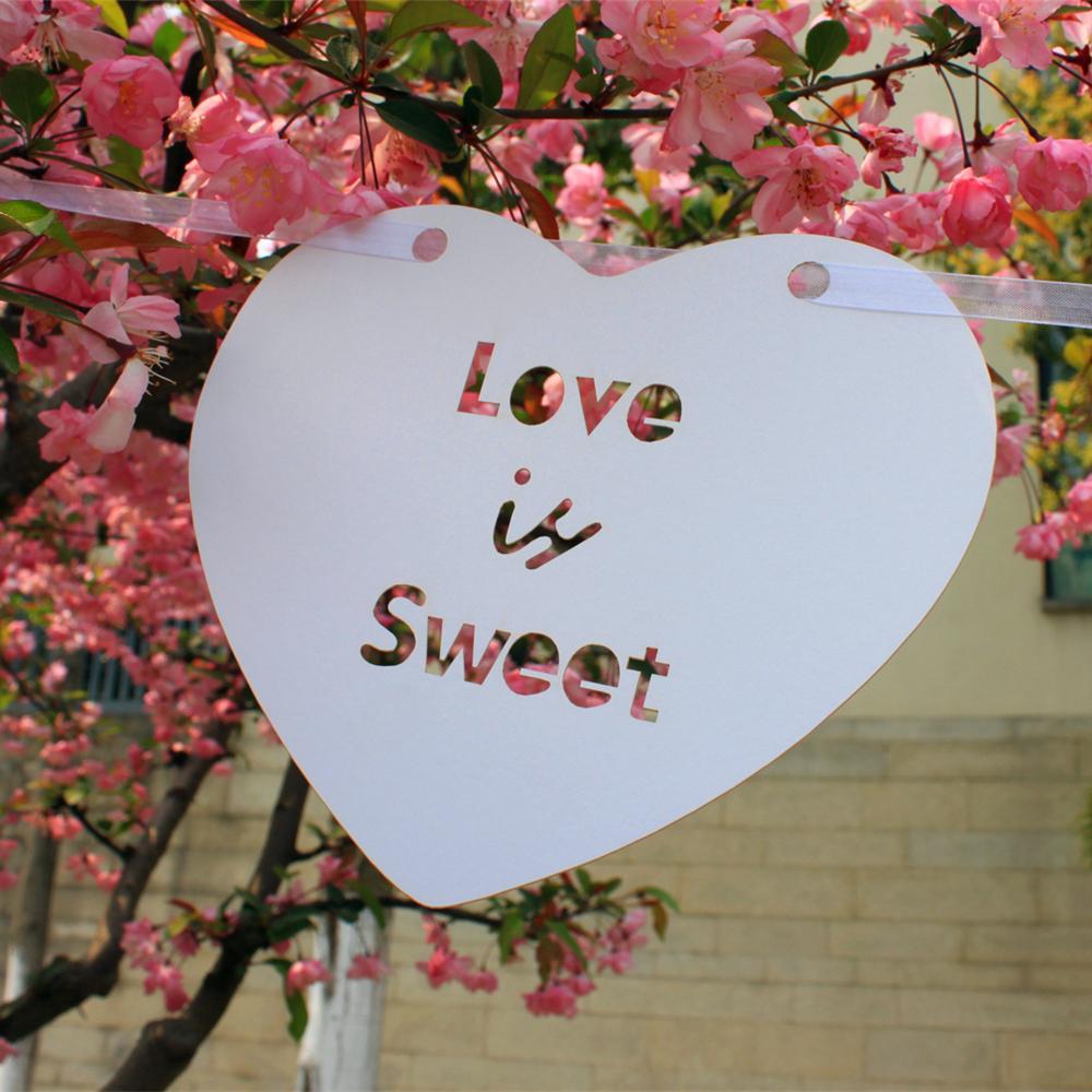 White Heart Bunting Banner Love Is Sweet Garland Wedding Party Decoration