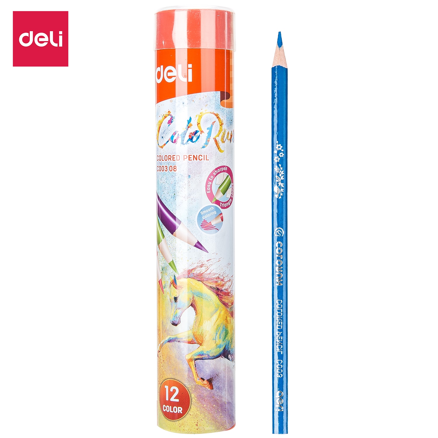 Bút chì màu ( cốc ) Deli - 12 màu/24 màu/36 màu - 1 hộp - EC00308/EC00328/EC00338