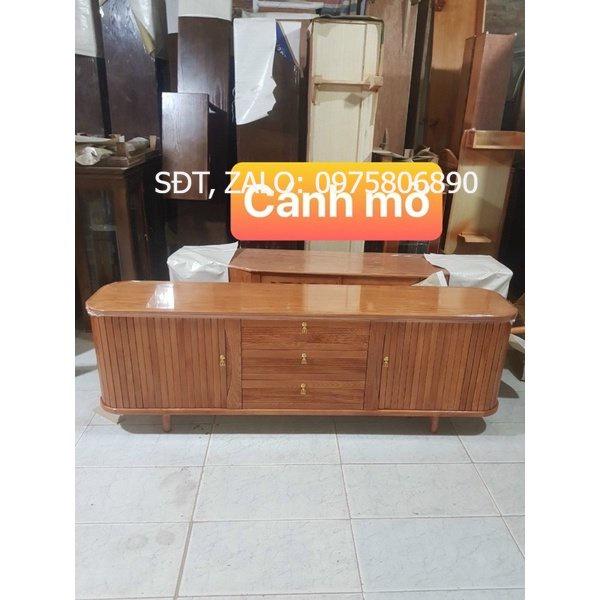 Kệ tivi cánh mở 2 màu óc chó và cánh gián