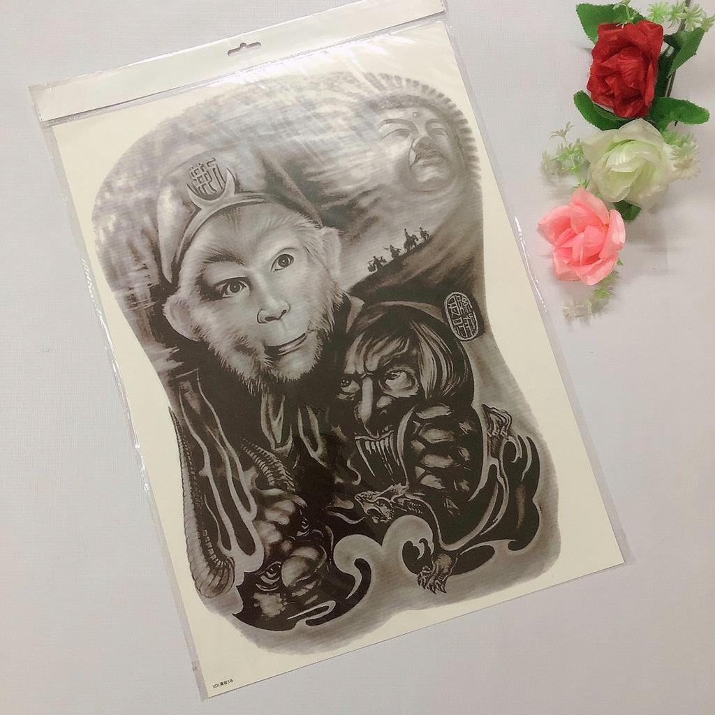 Hình xăm dán kín lưng cao cấp đen 34x48cm.