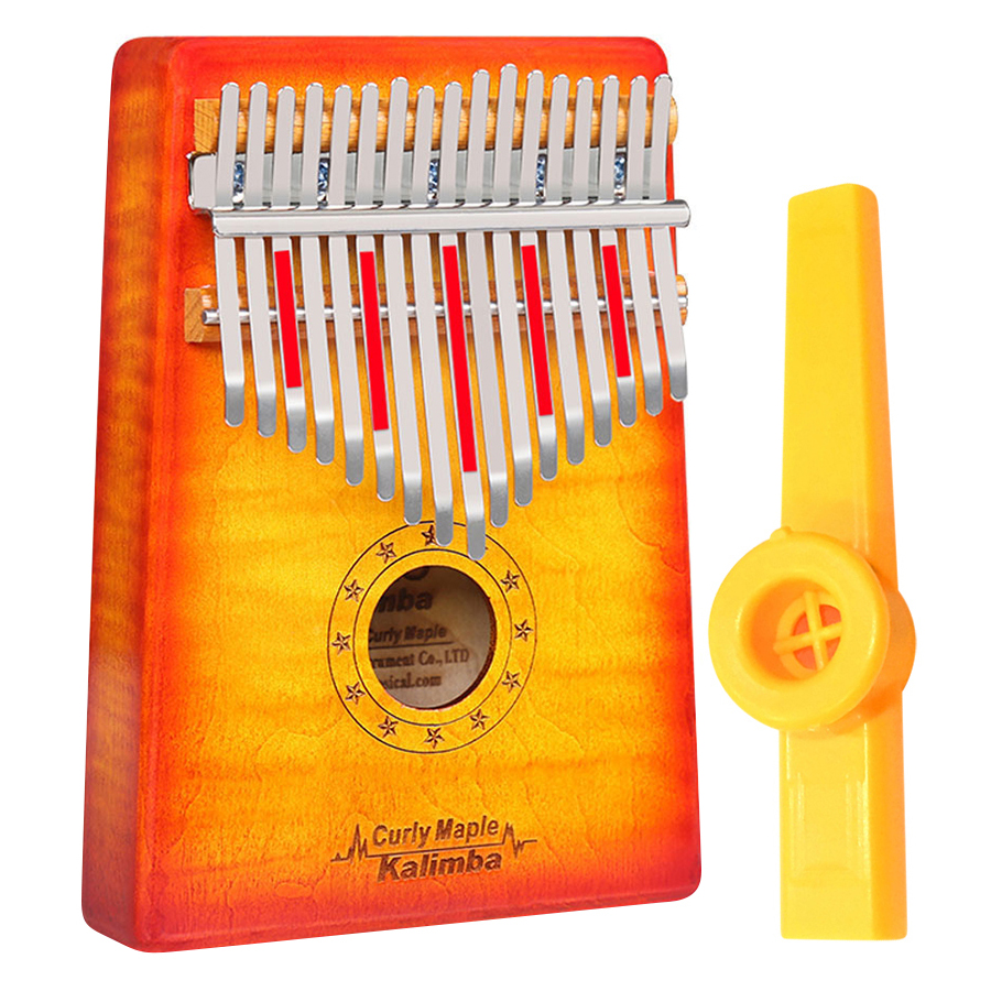 Đàn Kalimba Gecko 17 Phím Gỗ Phong Vân Hổ MC-S (Đỏ cam) Kèm Kèn Kazoo