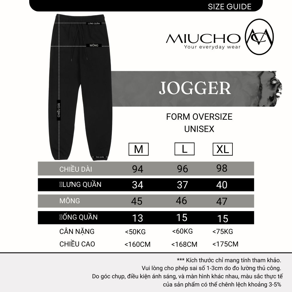 Quần jogger nữ Unisex trơn chất cotton QDT01 Miucho cơ bản